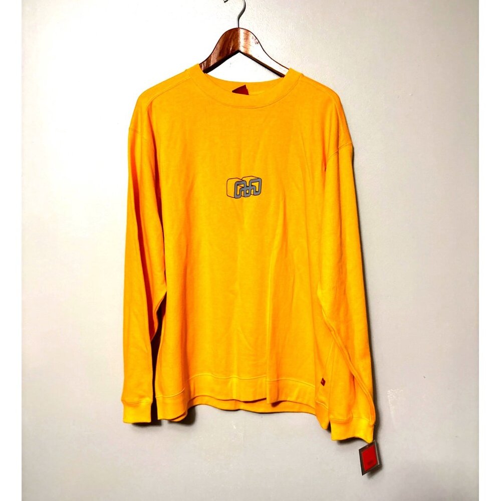 NWT Mossimo Mens Yellow Long Sleeve Sweatshirt With Graphic Details Size L